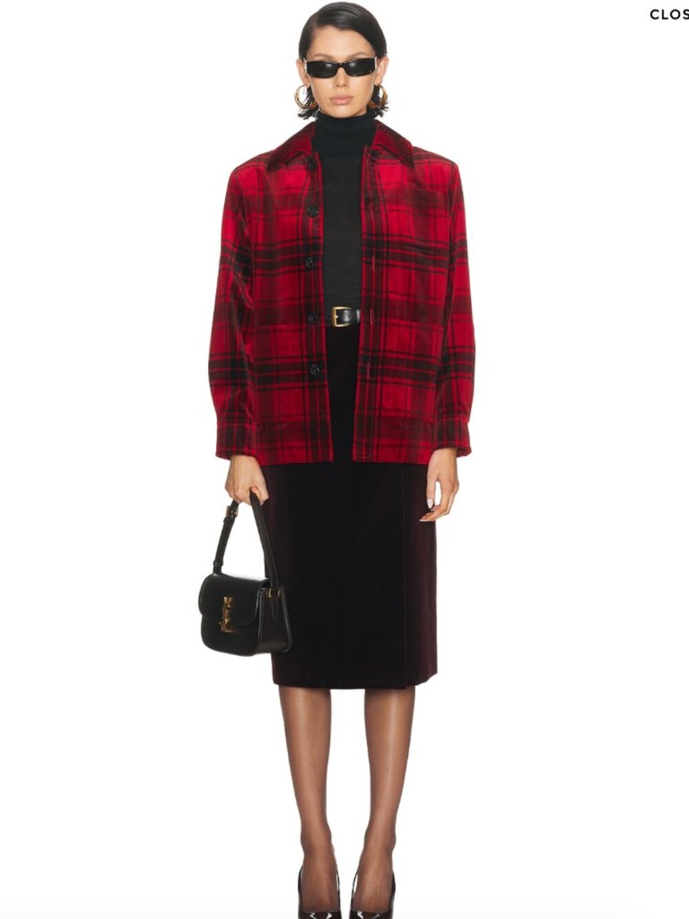 NWT Saint Laurent Tartan Plaid Velvet Jacket Sz FR 38 $3900